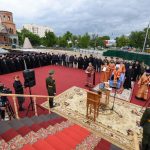 Митрополит Вениамин совершил чин на основание часовни-памятника в честь святого благоверного князя Александра Невского в Гомеле